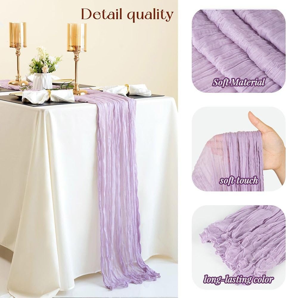 Semi-Sheer Gauze Table Runner Sage Cheesecloth for Vintage Wedding Boho Decor(Pink_90x300cm), Four Seats - Image 3