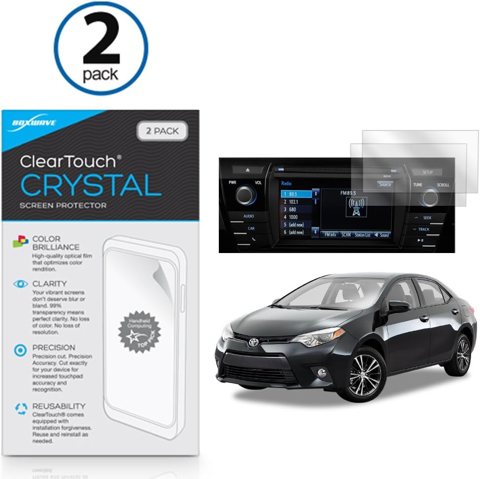 BoxWave Screen Protector Compatible with Toyota 2016 Corolla - ClearTouch Crystal (2-Pack), HD Film Skin - Shields from Scratches