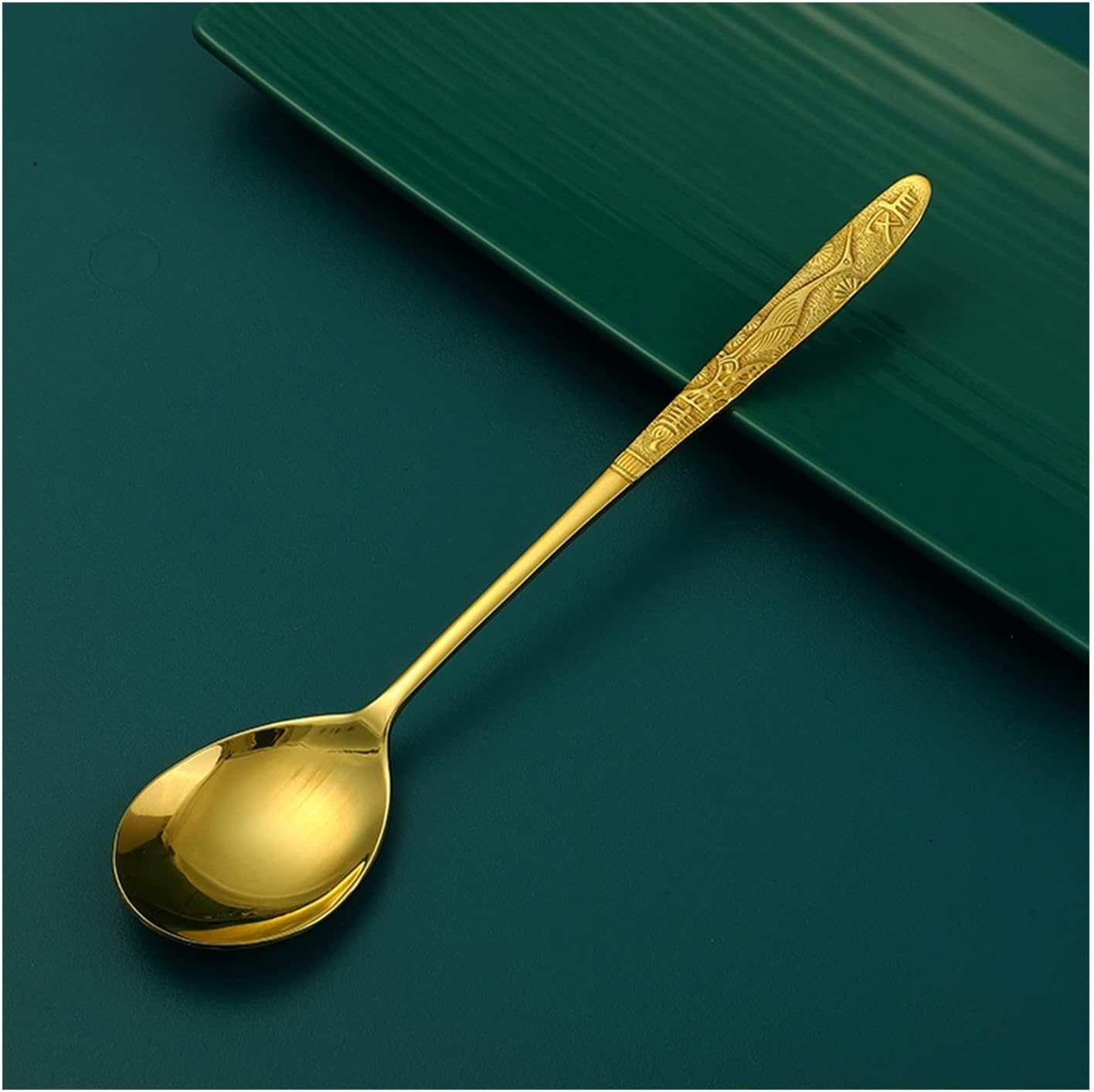 Soup Spoon Brass Household Thickened Solid Pure Handmade Long Handle Tableware Eating Ladle(D)