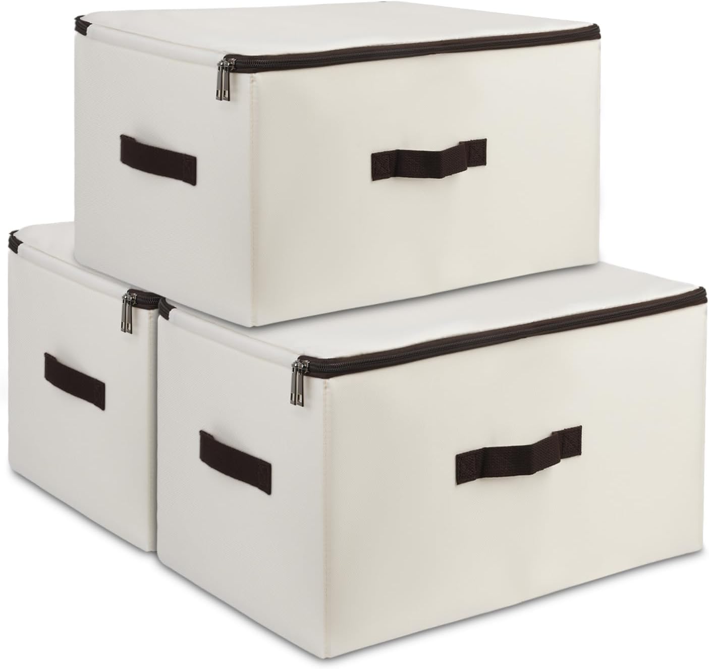 iwill CREATE PRO Pack of 3, Breathable Clothing Storage Bins with Lid, Rigid Storage Containers for Sweaters, Toys, Dolls,Blankets, Duvets, Coats, Jeans, Files in Bedroom, Office