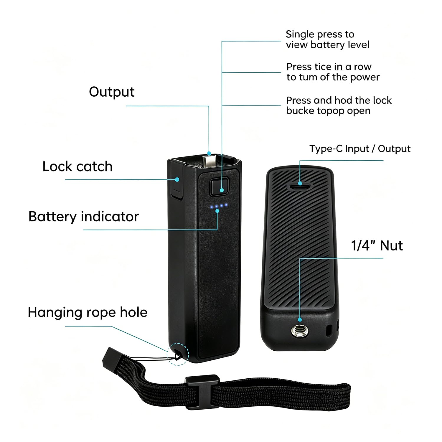 Suptig Uchwyt Uchwyt Ładowarka do akumulatora kompatybilna z DJI Pocket 3, Gopro, Insta 360, Akaso, Telefon, Aparat Cyfrowy