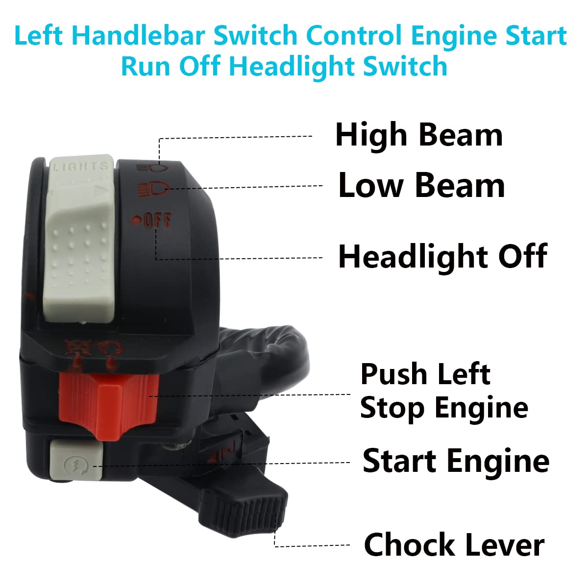 Left Handlebar Control Engine Start Run Off Headlight Switch & Relay & Switch for Yamaha Grizzly 400 2007-2008, Kodiak 400 2003-2006, Kodiak 450 2003, Wolverine 450 2006-2010, 5LP-83973-01-00