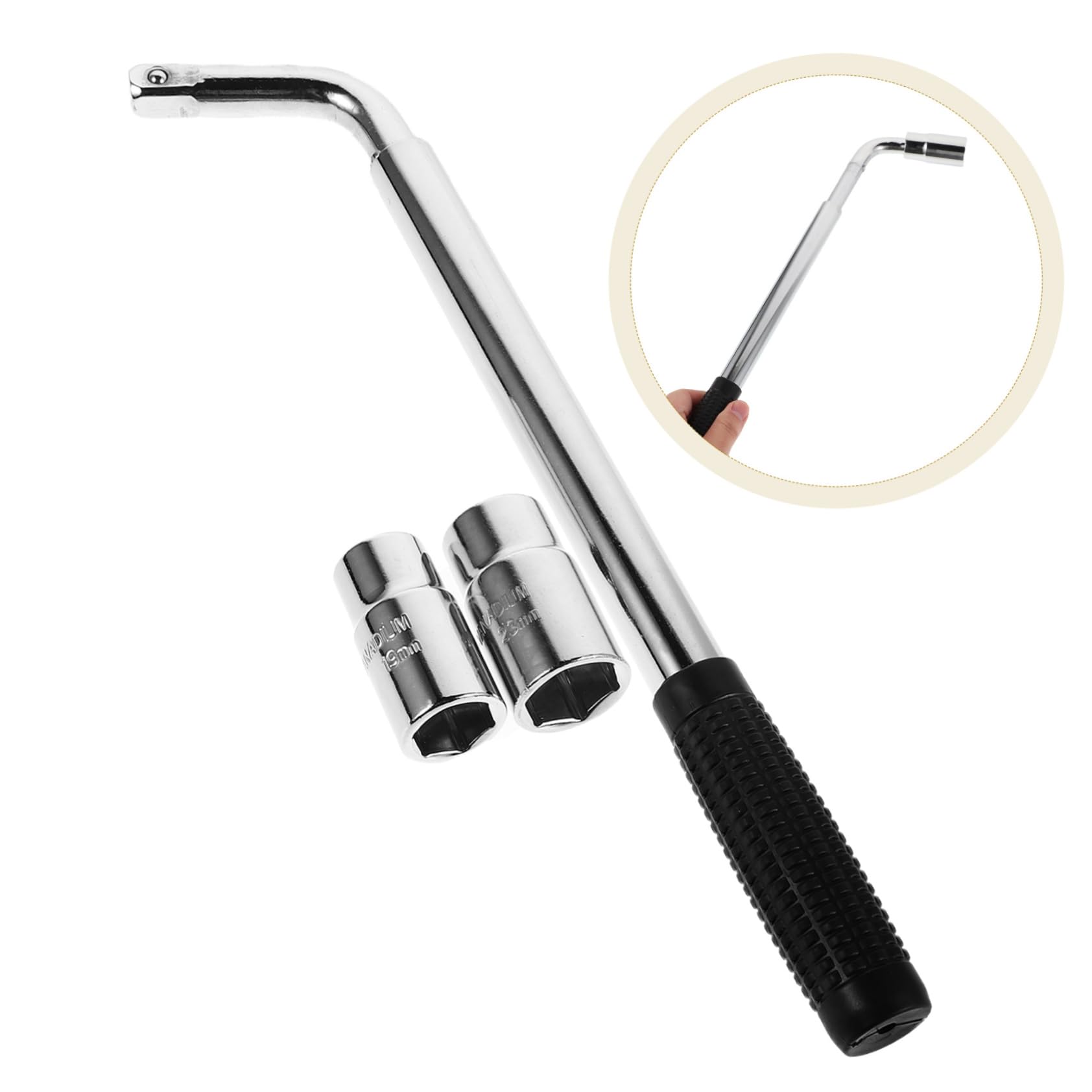 Cabilock Chiave Cricchetto per Rimozione Pneumatici Manovella per Cric Auto Accessorio Leggero e Compatto per Martinetti da Pavimento e Kit di Emergenza