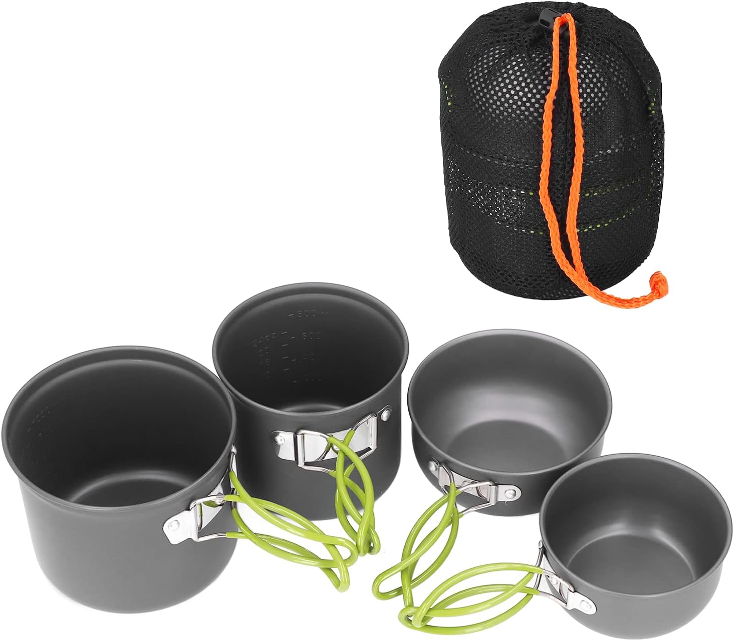 Restokki 4pcs Camping Pots and Pans, Camping Cookware Mess