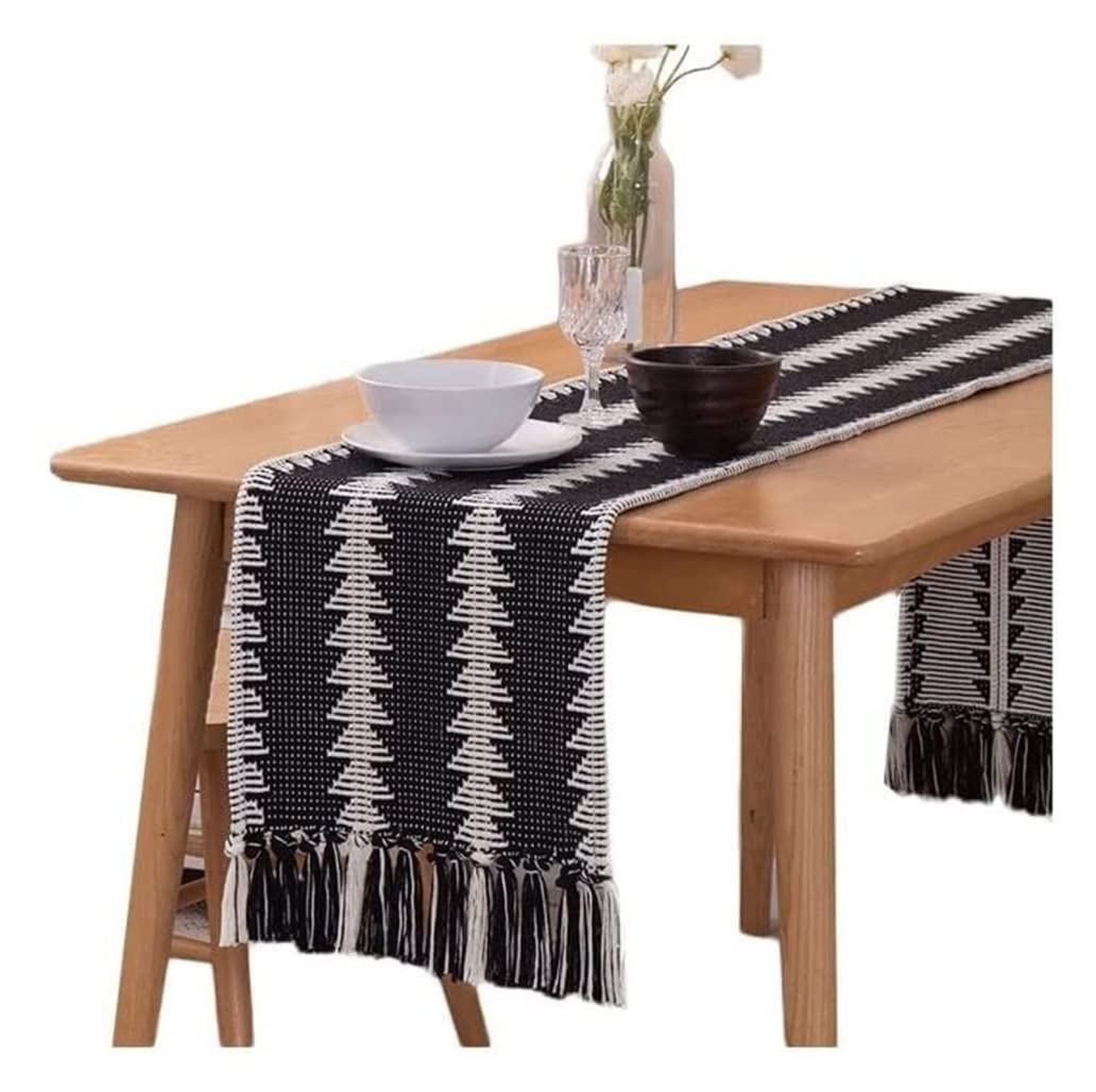 Camino de Mesa, Cocina Camino De Mesa Arpillera Caminos Algodón con Borlas Mantel Rústico Granja Estilo Rústico Sencillo(35 * 220cm)