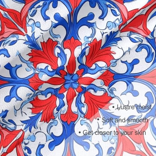 Vintage Flower Pattern Red and Blue silk scarf pashminas elegant silk scarf neck scarf for women for evening bufandas para mujer para frio3