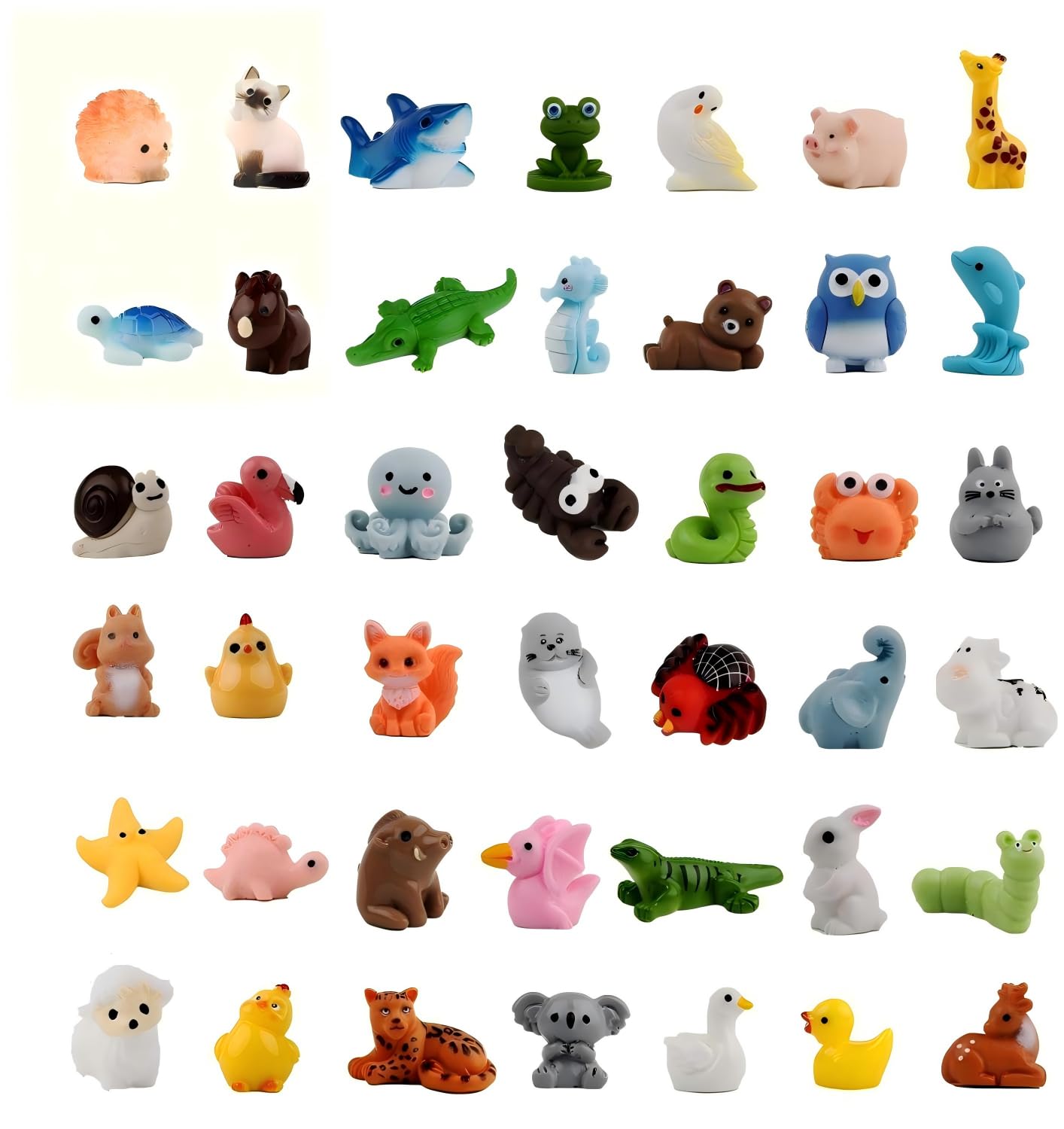 42pcs Mini Resin Animals Mixed Tiny Resin Animals Figurines, Miniature Resin Animals for Fairy Garden & Dollhouse Decor, Durable Waterproof Bulk Craft Accessories for DIY Projects