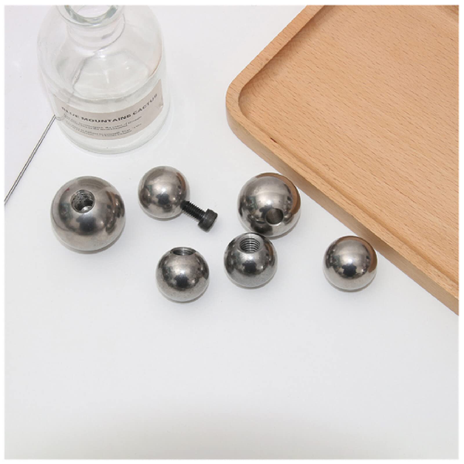 GOOSMI Gewindeeinsätze,304 Edelstahlkugel, M6 gebohrte Stahlkugel  