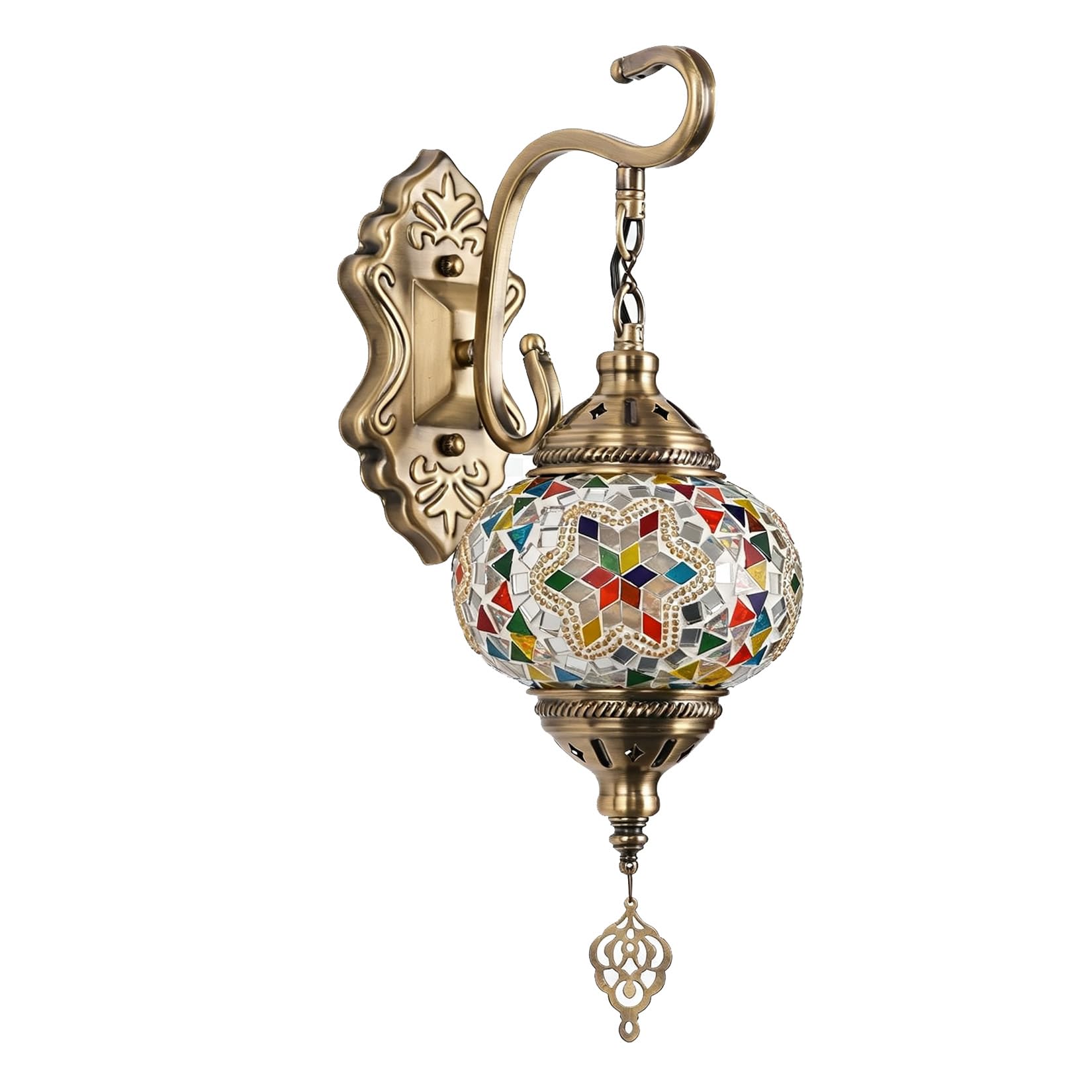 Yjmgrowing Turkish Mosaic Wall Lamp Moroccan 1-Globe Wall Sconce, 6-Inch