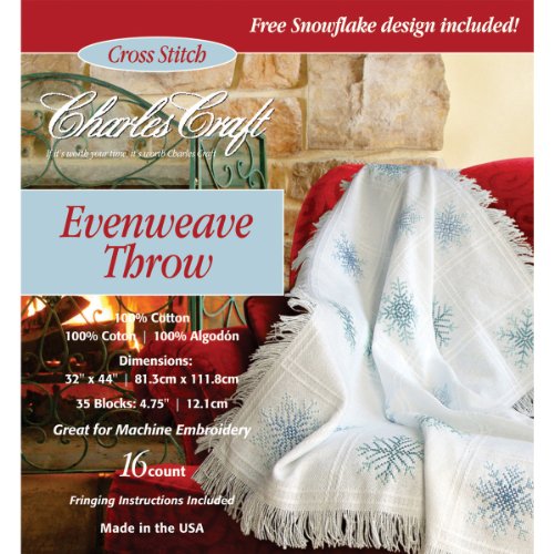 Charles Craft Evenweave Throw 16 Count 32"X44"-White by DMC - Used condition - US$13.48