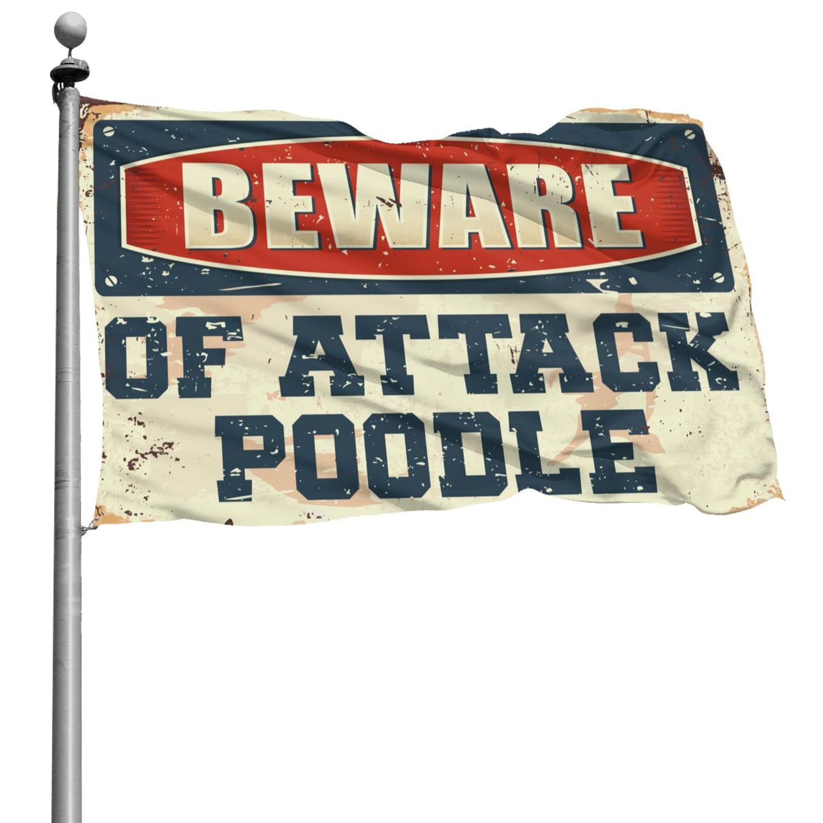 Drapeau de caniche Beware of Attack géant 152x244 cm humour COTECI