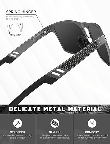 Miniatura 3 de ANYLUV Polarized Sunglasses for Men Rectangular Classic Al-Mg Metal Frame Sun Glasses Mens Sunglasses with UV Protection
