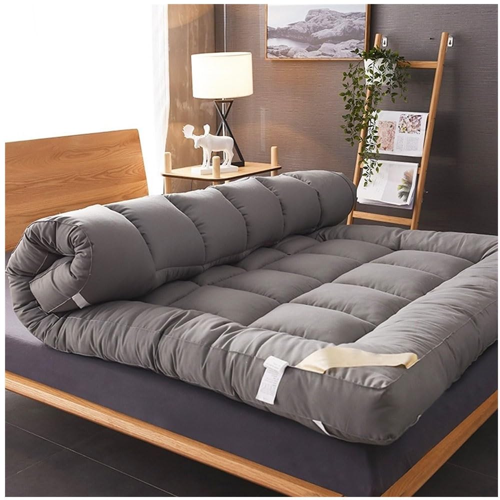Japanese style Soft Mattress Tatami Floor Mat Futon for Student Dormitory Non slip and Breathable Foldable Sleeping Mattress Gray 12"