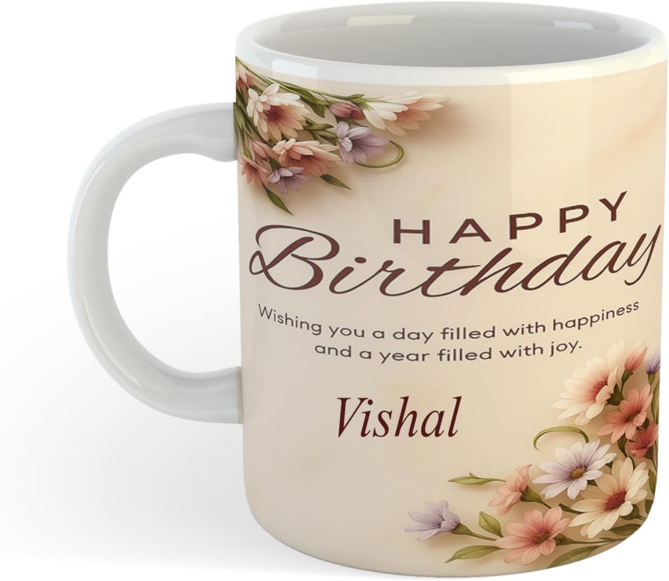 UNIARAWALAS Happy Birthday Vishal Coffee Mug - Best Birthday Gift for Kids, Friends, Brother, Sister, Boy, Girl, Return Gift, Name -Vishal(Mug-BV43)