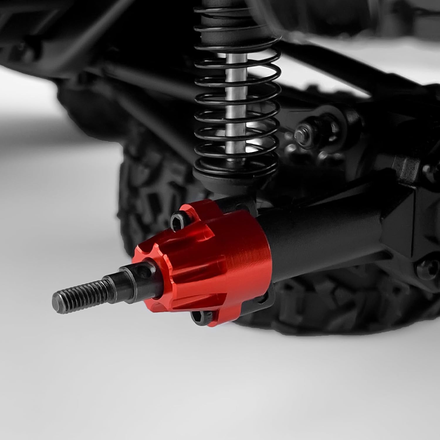 RCHUBAM 2Pcs RC Rear Cup Axle Adapter Aluminum RC Rear Wheel Axle Cups Compatible with 1/18 HPI Venture HILUX RC Off-Road Crawler Car Upgrade Parts (Red)