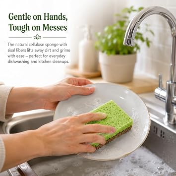 Sonett Compostable Sponges, Scratch-Free Kitchen Sponge, Pack of 2