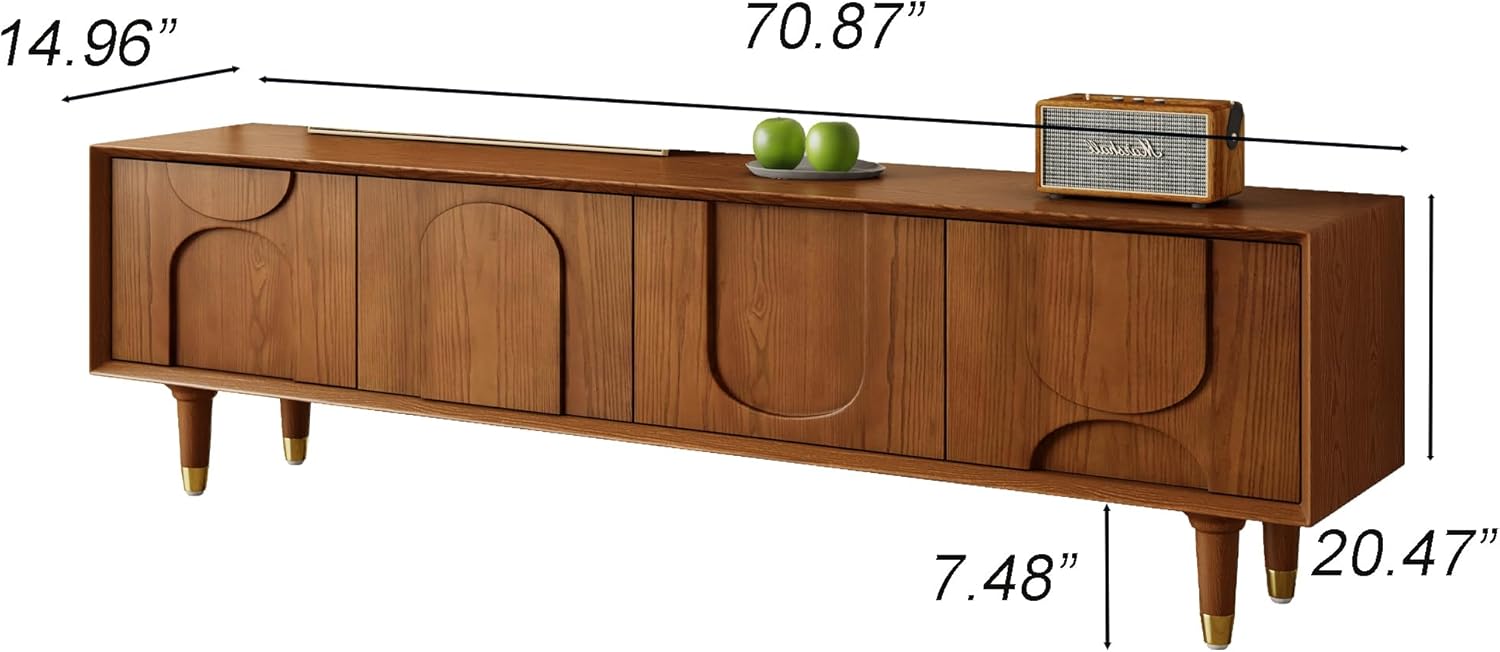 Mid-Century Modern 71'' Walnut TV Stand with Storage