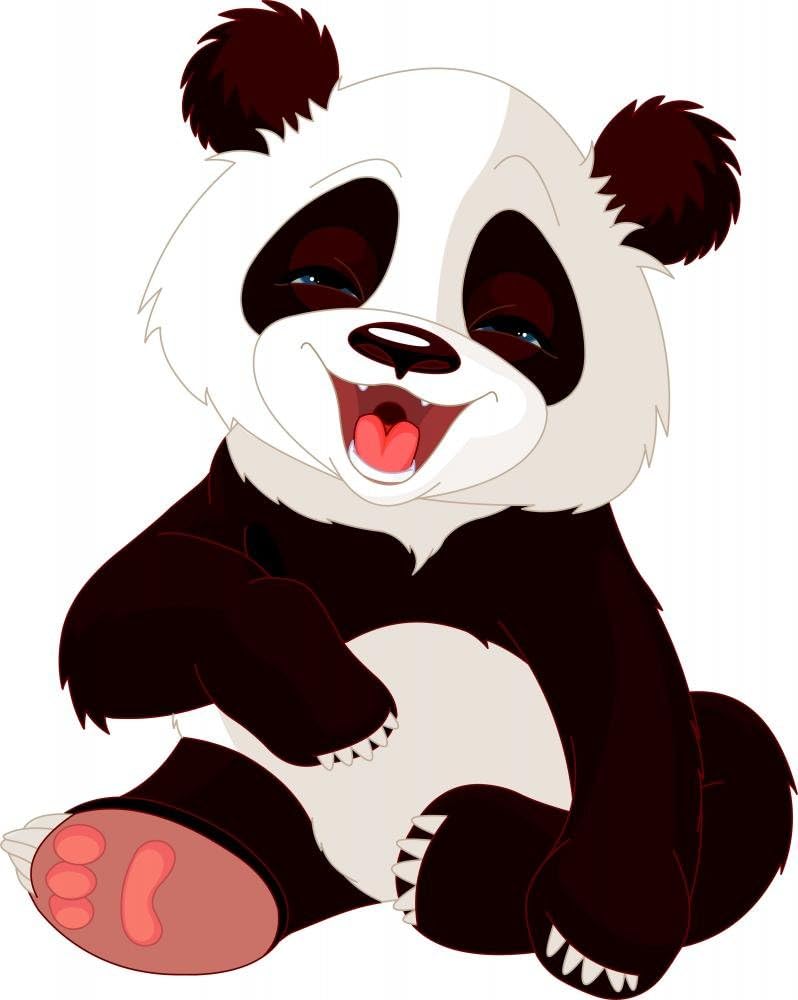Wallmonkeys WM217121 Baby Panda Laughing Peel and Stick Wall Decals, 18" H x 14" W-Small