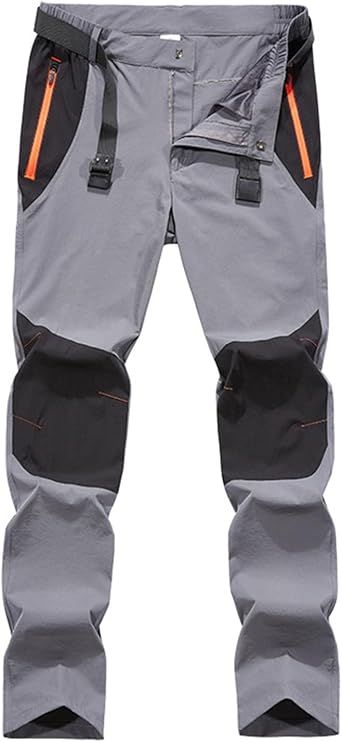 FQZWONG Mens Hiking Cargo Pants Quick-Dry Outdoor Water Resistant Trousers Lightweight Mountain Breathable Zipper Work Pants