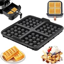 Waffle Molds, Non Stick Baking Liners, Reusable Waffle Maker for Most Air Fryers, Black