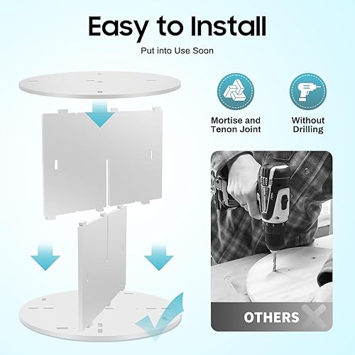 Miniatura 5 de Estantería giratoria de 360, organizador de pie, estante de almacenamiento para sala de estar, sala de estudio, dormitorio, oficina en casa (2