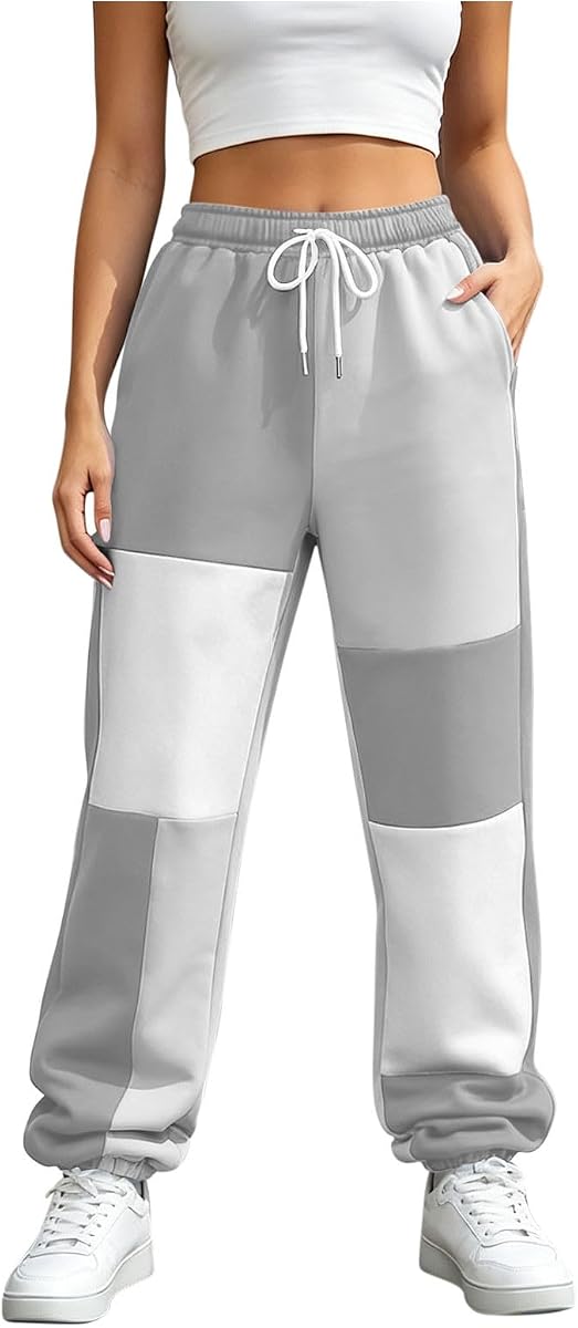 Pantalones deportivos para mujer, de ajuste holgado, con bloques de color, pantalones deportivos para entrenamiento, correr, yoga, viajes, pantalones de invierno