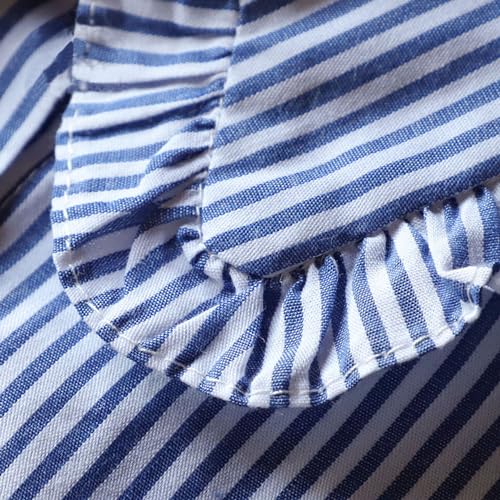 Image of GUZOSJO Blue Striped Detachable Collar Shirt,Dickey Half Blouse False Collar for Lady Girls Men