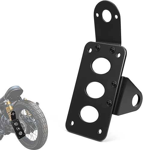Miniatura 8 de Amazicha Soporte de placa de matrícula de 1 pulgada para motocicleta, soporte de placa de matrícula de montaje lateral curvado compatible con Harley