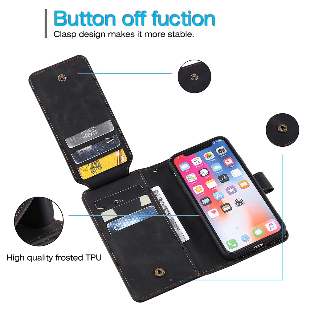 TIANCI Cover per Xiaomi Redmi Note 8 Pro, Portafoglio Case [Pelle PU Delicata Sulla Pelle] 9 Slot per Schede [Due Metodi di Supporto] Custodia per Xiaomi Redmi Note 8 Pro Cover-Nero