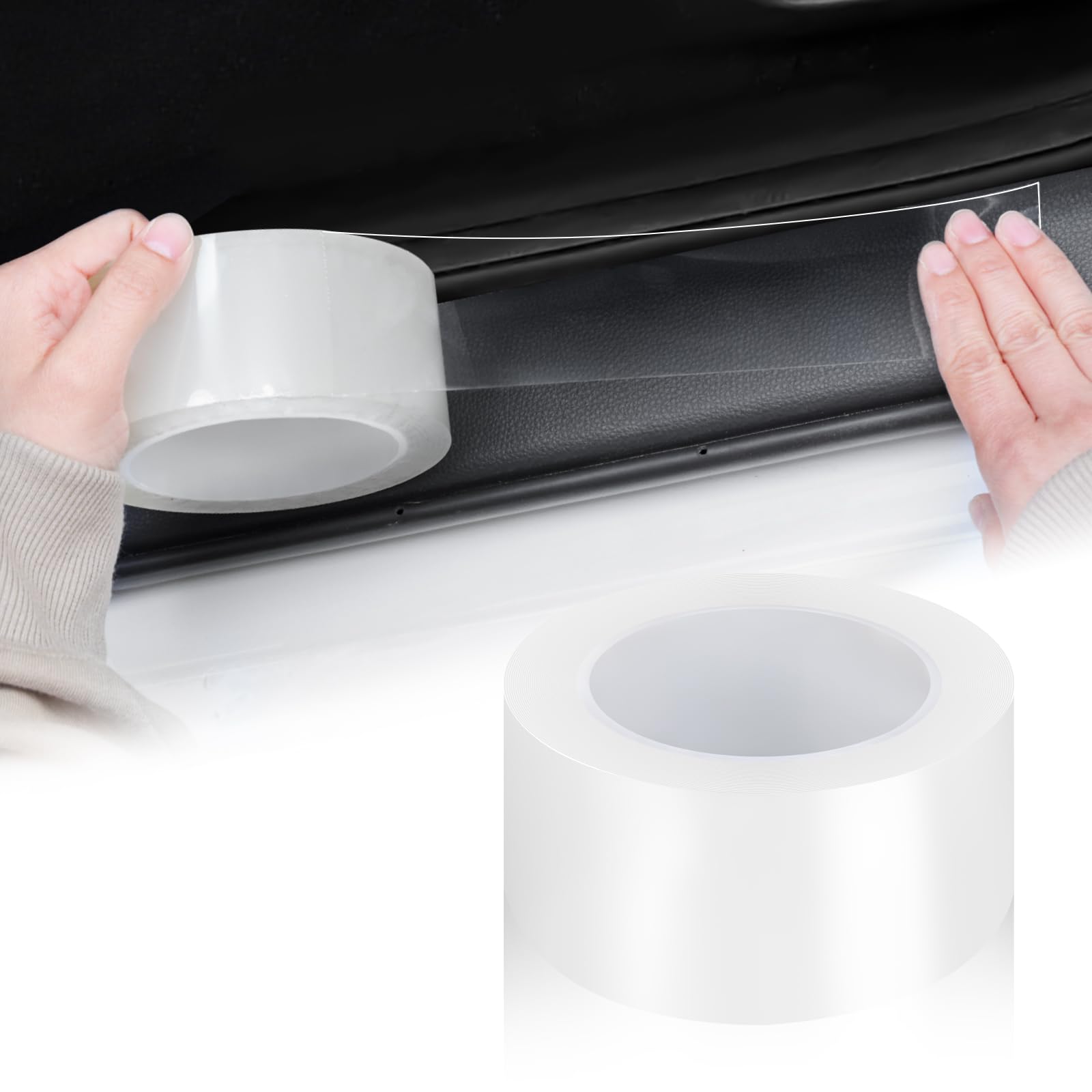 5cm X 5m Protection Seuil De Porte Voiture Anti Rayures Film Transparent Autocollant, Film Protecteur Peinture Automobile Seuil De Porte Bande Imperméable Protège, Film Adhesif Bande Anti Collision