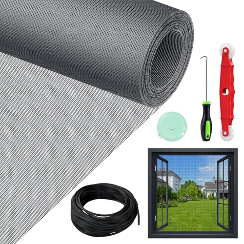 WEVOL Mosquiteras para Ventanas, 150x500cm Tela Mosquitera Ventana Ajustable Sin Perforar, Malla Mosquitera Ventana con Kit de Instalación, Rollo Mosquitera Fibra de Vidrio Ventanas Puertas Patios