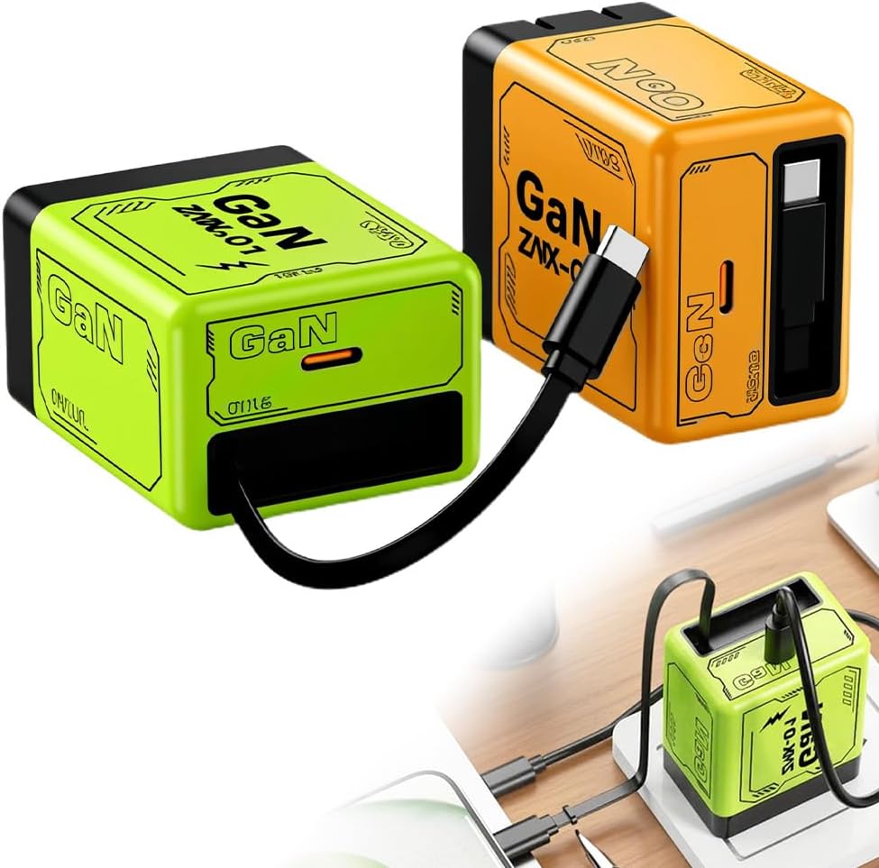 3 in 1 Charger 120w Retractable, Smart Charger with Retractable Type-C Cable, Scalable Super Fast Charger Module, Scalable Charging Plug for iPhone 15, Laptops (Mix 2pcs)