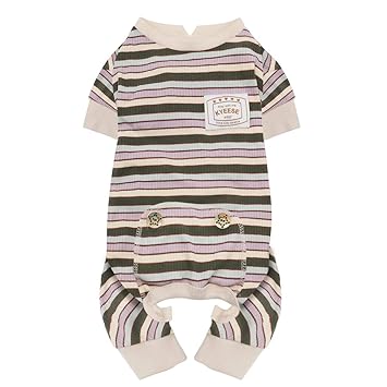 kyeese Dog Pjs Striped Lightweight Dog Pajamas Jammies Stretchable Onesies for Small Dogs