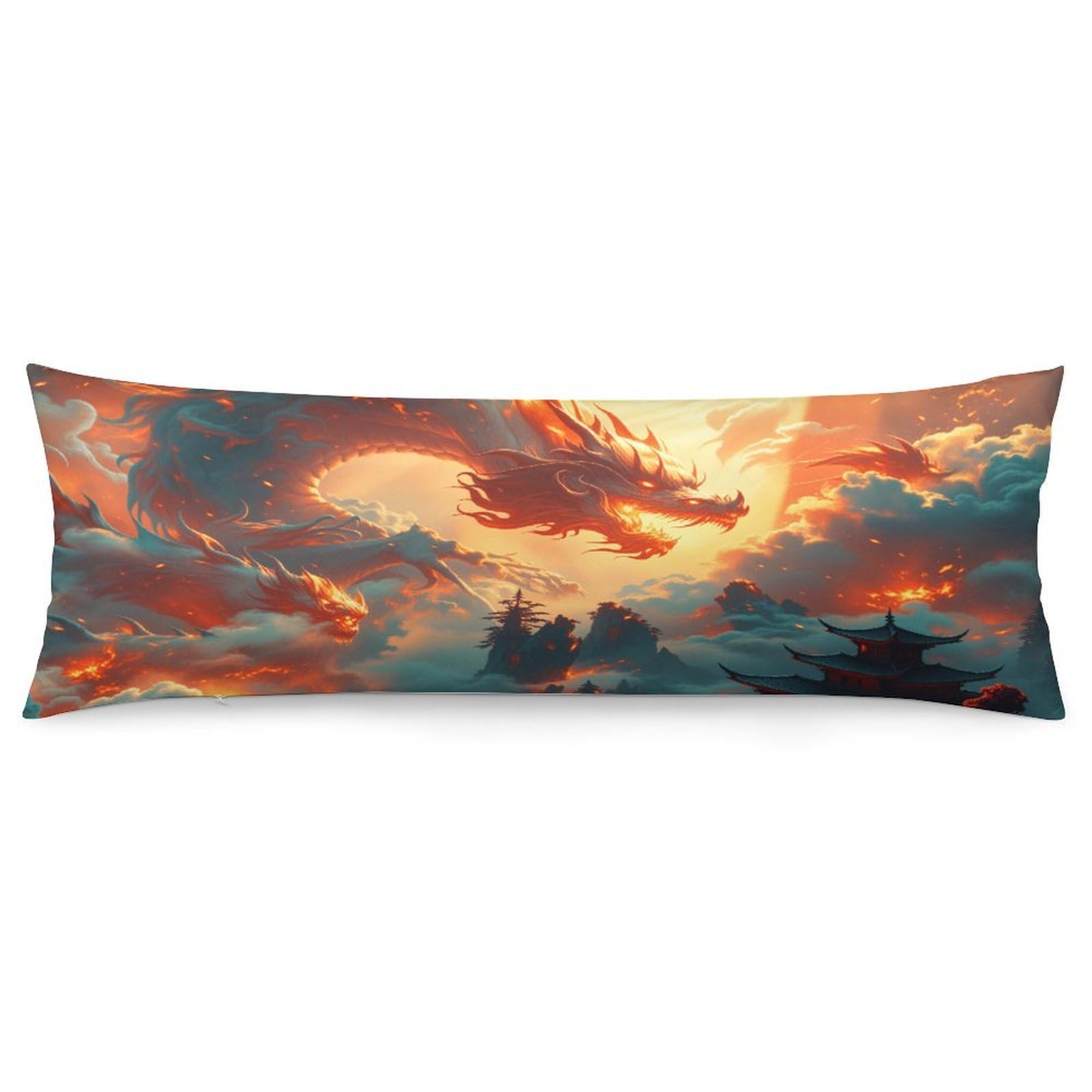 Super Sized Anime Dragon Body Size Pillow Cases - Super Soft Polyester Pillowcases with Hidden Zipper, Wrinkle Free & Breathable Pillow Covers, 20"x54"