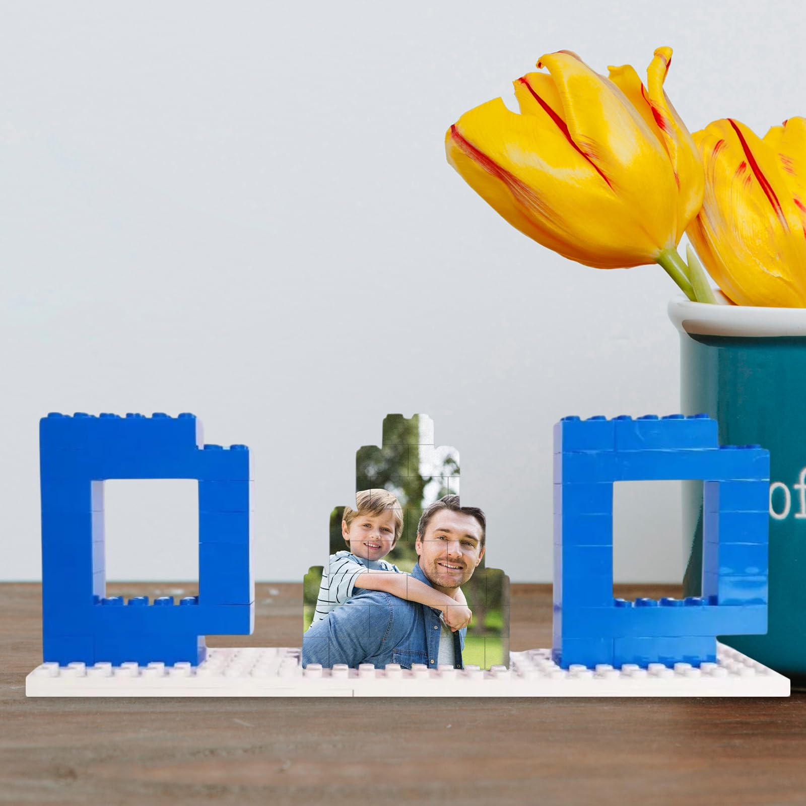 Personalized Dad Gift for Fathers Day, Custom Father's Day Picture Frame with DAD Shaped, Dads Day Gifts from Daughter Son Wife for Husband Papa