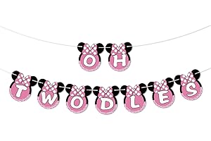 Talorine Oh Twodles Banner, Minnie Mouse 2nd Birthday Party Decorations