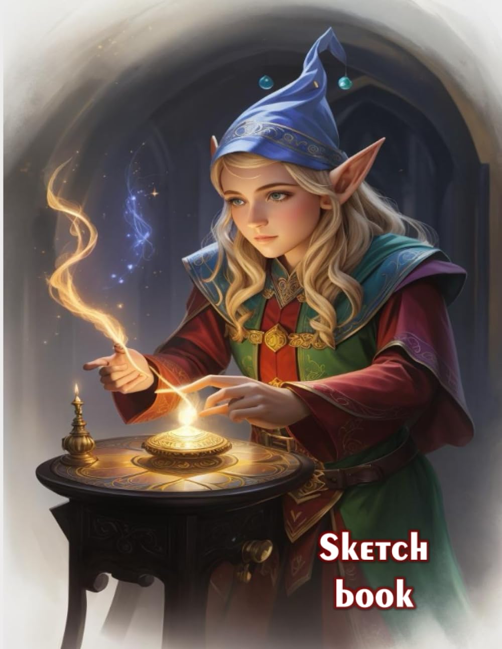 Sketchbook: Elf cover, Blank paper, notebook for sketching, painting, drawing, Unlined. Large: 8.5 x 11 inches