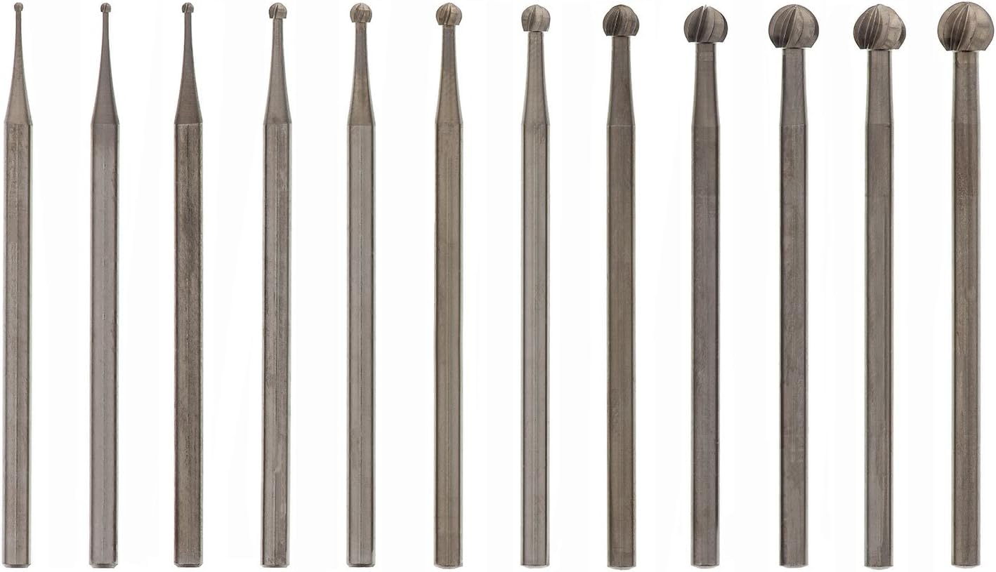 SWISSO Carbon Steel Round Burs 0.8mm to 2.6mm 12PC mix size For Making Jewellery Tools Pack Of 1-image-45