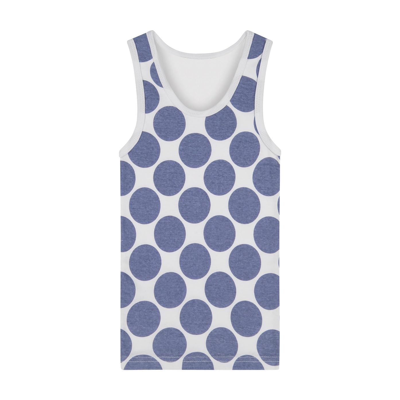 Buyless Fashion Boys U-Ausschnitt Tagless Unterhemden Weiche Baumwolle Blau Polka Dot Tanktop (8er Pack)