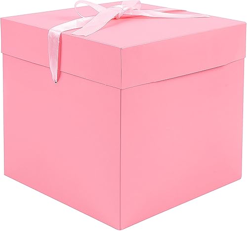 Elephant-package Caja de regalo de plata metálica mediana de 8 pulgadas con tapa, cinta y papel de seda, caja de regalo plegable, para cumpleaños,