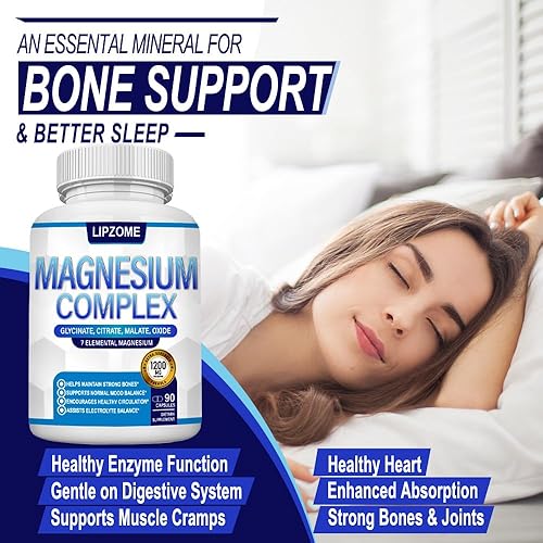 Miniatura 3 de Suplemento Complejo de Magnesio 1200mg - Mezcla avanzada de magnesio 7 en 1 - Glicinato, Citrato, Malato, Taurato, Óxido, Aspartato, Orotato -