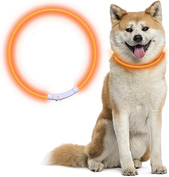 Amazon 犬 首輪 光る Usb充電式 サイズ調整可能 70cm 光る首輪 軽い 3つ発光モード ペット 犬用 猫用 夜 お散歩 安全対策 事故防止 安全首輪 小 中 大型犬適応 オレンジ Yocilo ベーシック首輪 通販
