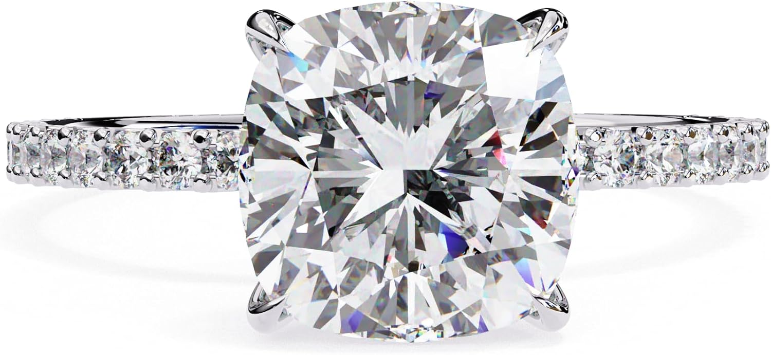 1-5 Carat Cushion & Round Cut Moissanite Diamond Engagement Ring 10k 14k 18k Gold & 925 Sterling Silver Iyraid Halo Moissanite Ring Christmas Gift For Her