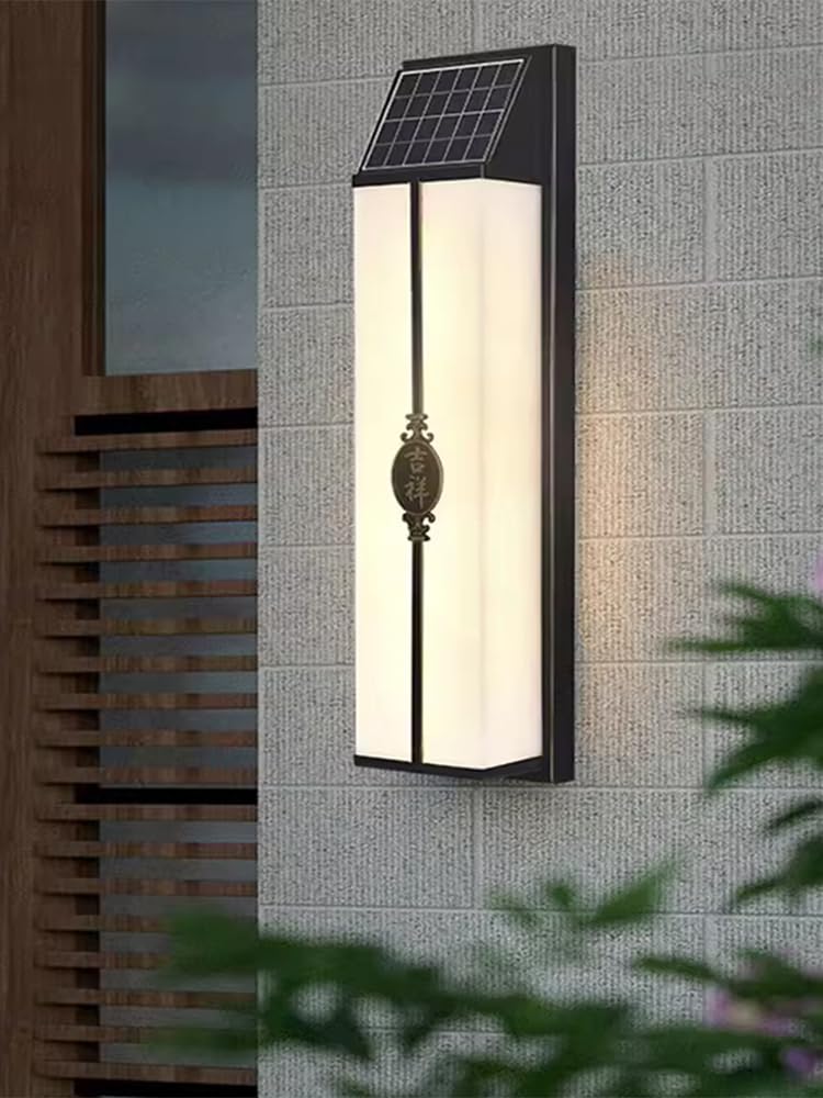SMCCYYSD Contemporary Solar Outdoor Wall Lamp Simplicity Waterproof Balcony Hallway Courtyard Villa Gate Hotel Garden Enclosing (9244C H60CM Solar)