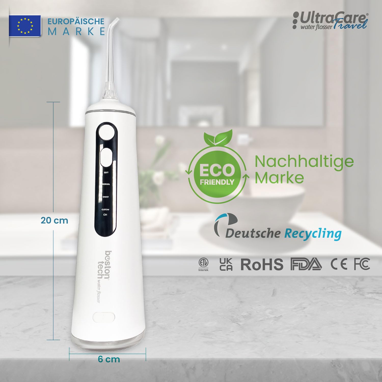 Aquapik Tragbare Munddusche, kabellos, 8 Düsen, 4 Modi, IPX7, 300 ml, USB-C