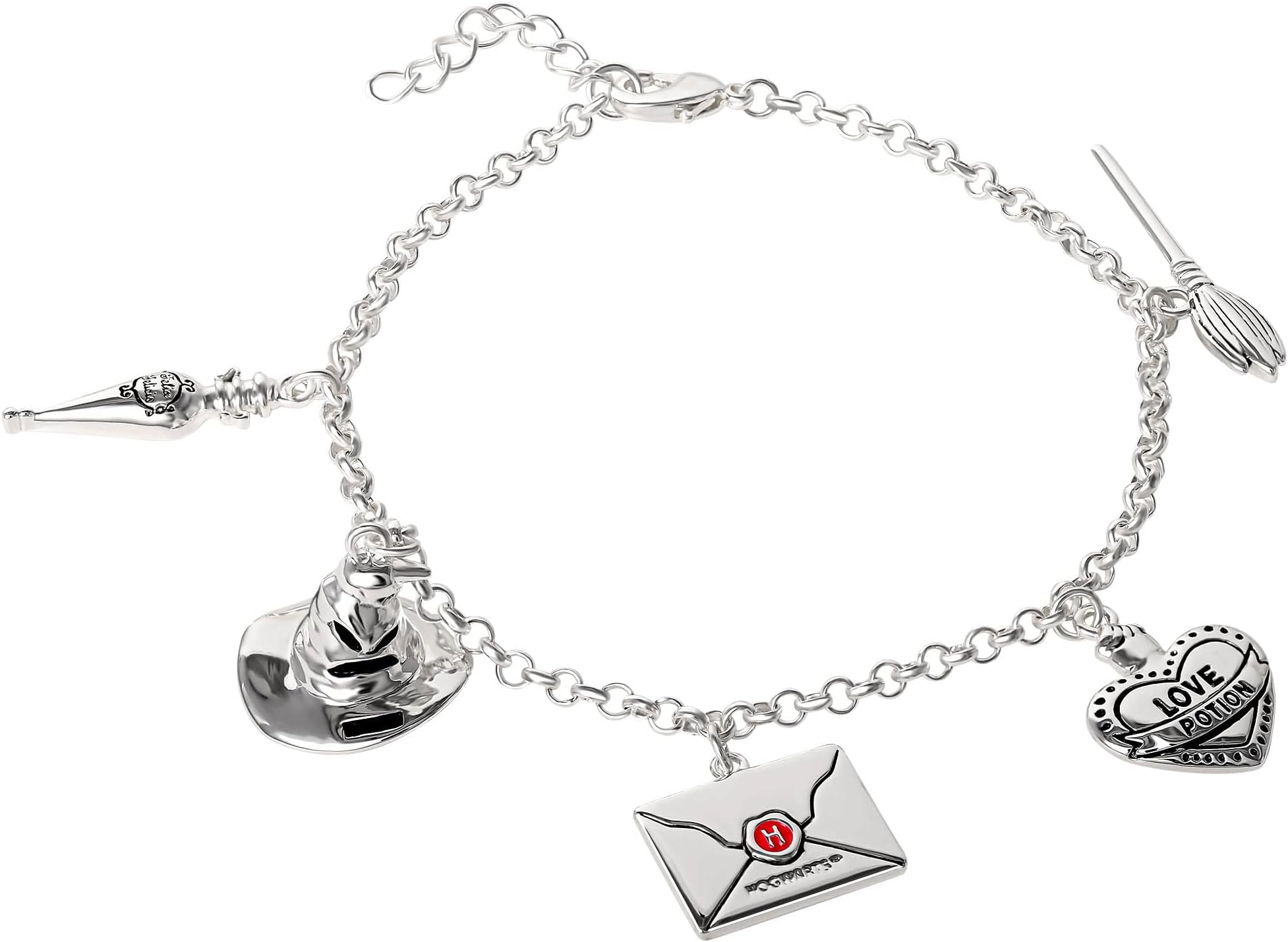 Harry PotterWomens Charm Bracelet - 7-inch Silver Bracelet Charms Jewelry