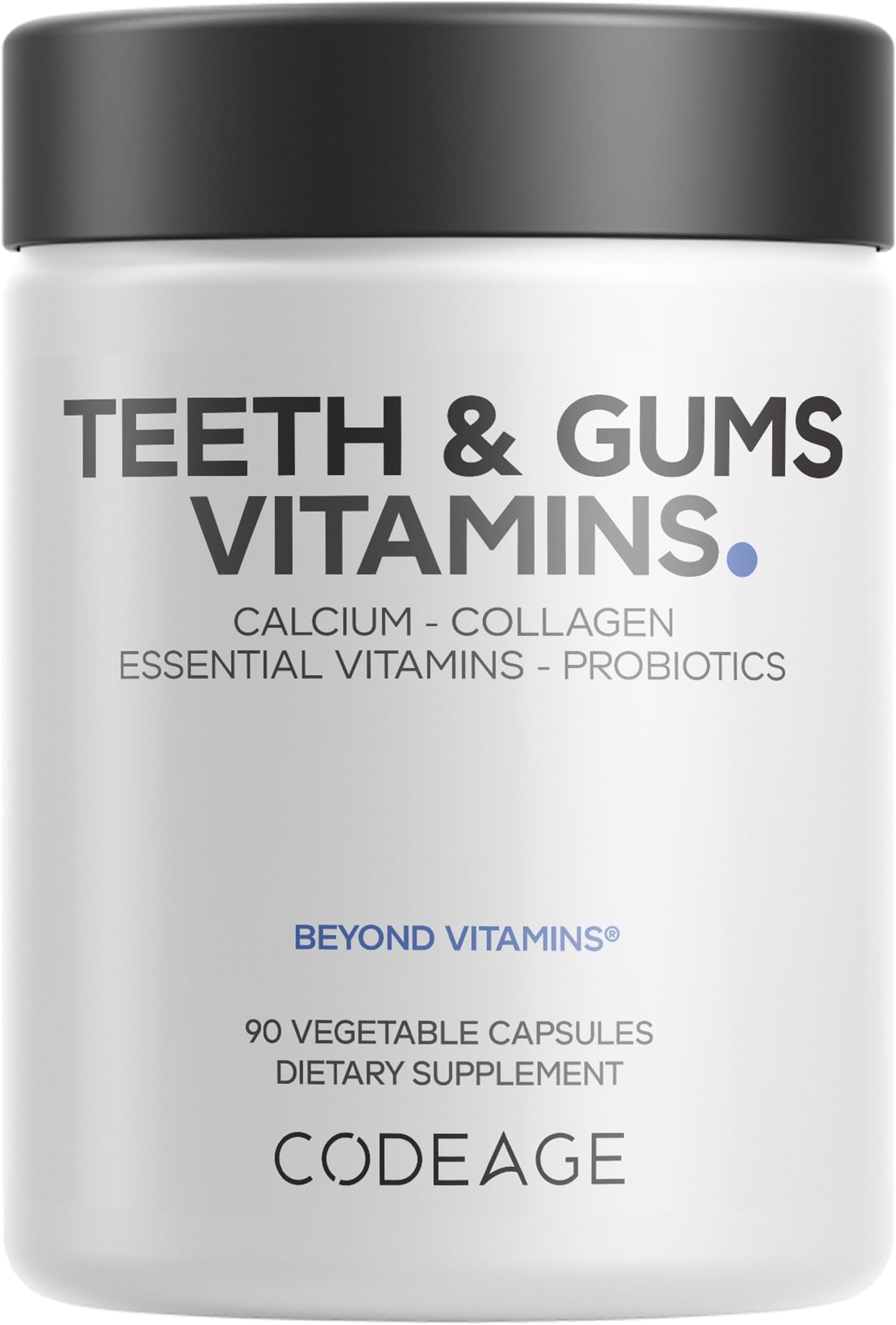 Teeth & Gums Vitamins + Oral Probiotics Supplement for Mouth - Whole Food Calcium, Collagen, Potassium, Vitamin C, D3, K2, Zinc – Oral Care & Dental Multivitamin Supplements - 90 Capsules