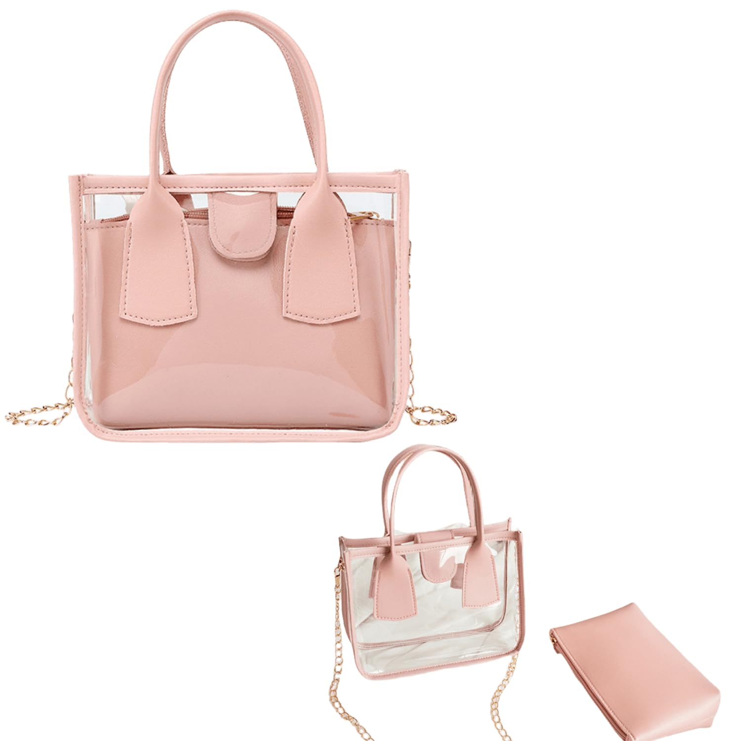 DIANZHU Clear Crossbody Bag For Women.2 In 1 Transparent Bag Handbag Pvc Shoulder Bag Metal Chain (B0CZ3B7QCH) Amazon Price History, Amazon Price Tracker