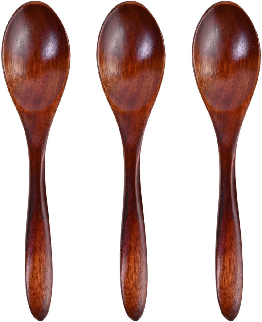 3 Pcs Small Wooden Spoons, 5.5 Inch Smooth Honey Spoon, Nanmu Wood Long Handle Serving Spoons for Eating Cooking Stirring Condiments Honey Coffee Tea Sugar Spice Jar Daily Uses