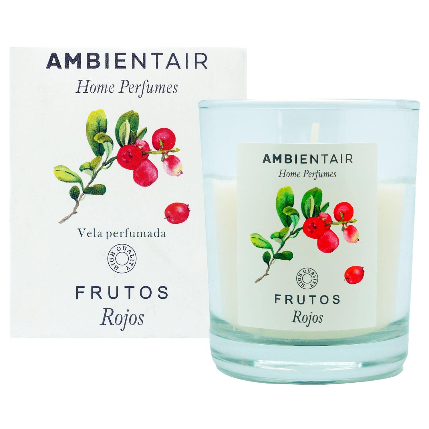 SEVENREEDS, Ambientair Home Perfume. Vela aromática Frutos Rojos, ambientador de frutos rojos, Vela aromática para casa, Aromaterapia, Vela en vaso de cristal para interiores. Duración 30 horas
